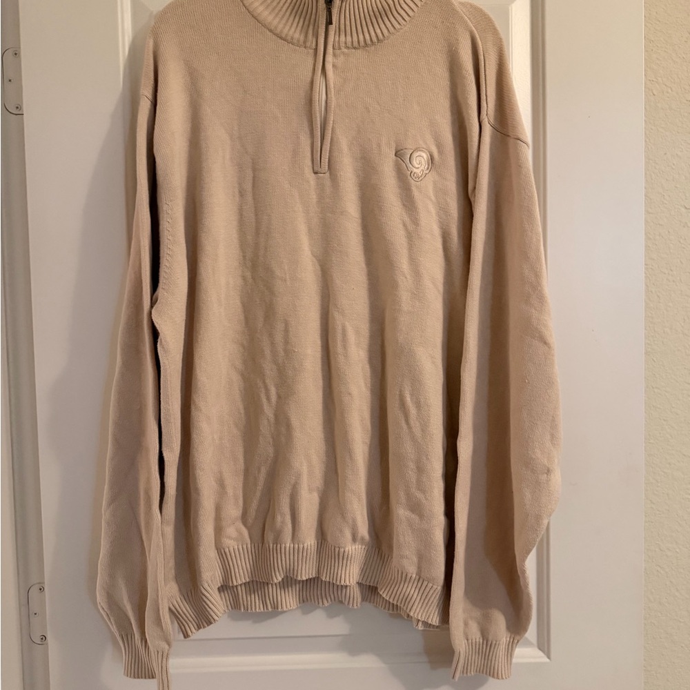 Men's Cream Ram’s Quarter zip Sweater